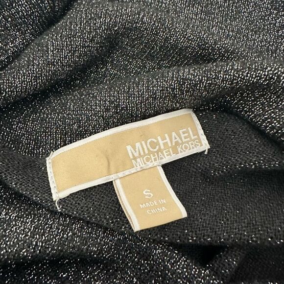 Michael Kors Cowl Neck Knit Gray Sparkling Short Sleeve Blouse sz Small - Picture 6 of 9